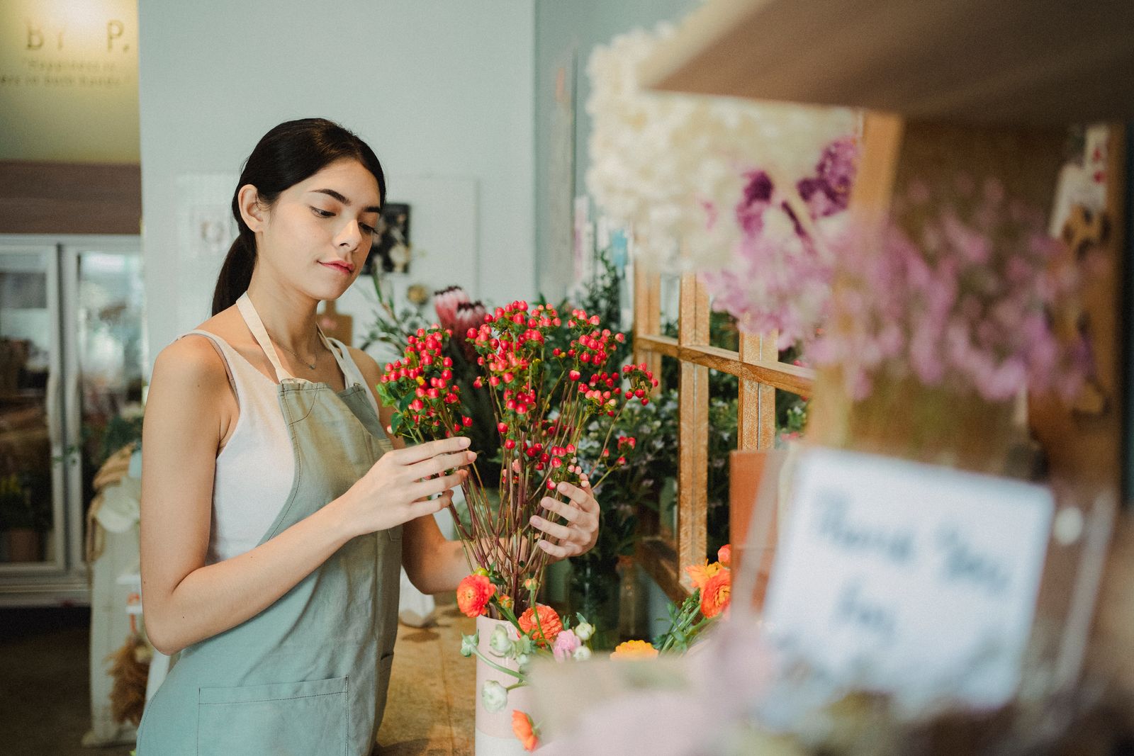 Blumenbinden im Atelier